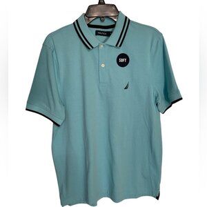 Nautica classic fit solid Aqua Blue Polo sz S
